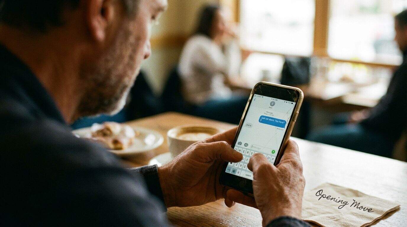 A man holding a smartphone, typing a message.