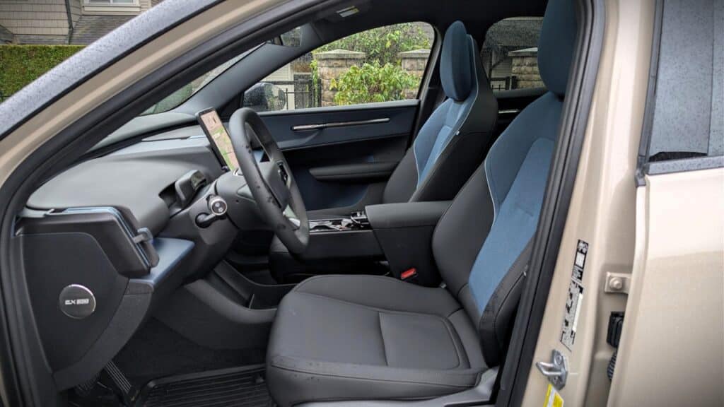 2026 Volvo EX30 Twin Motor Performance Ultra Review 11 Interior view of the 2026 Volvo EX30 Twin Motor showcasing modern dashboard and seating design.