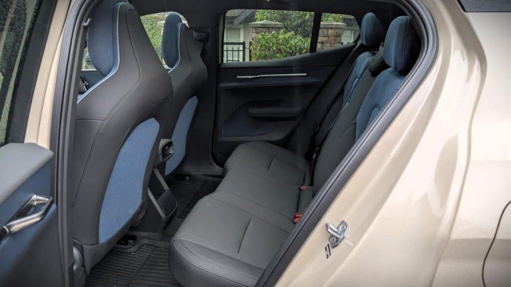 2026 Volvo EX30 Twin Motor Performance Ultra Review 12 Interior view of the 2026 Volvo EX30 Twin Motor showing spacious rear seats and modern design.