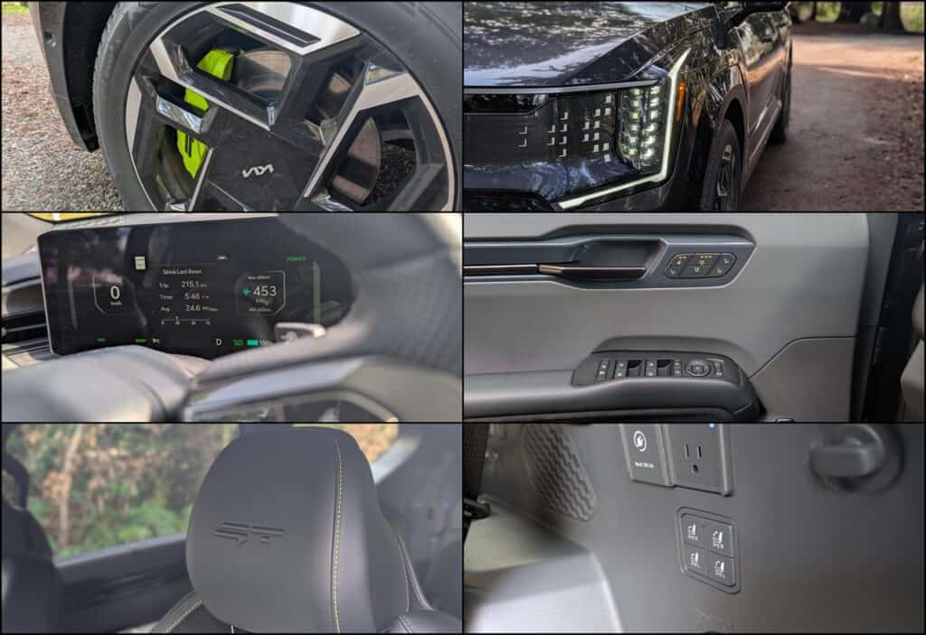 High-resolution image showcasing the interior and exterior details of the 2026 Kia EV9 GT electric vehicle.