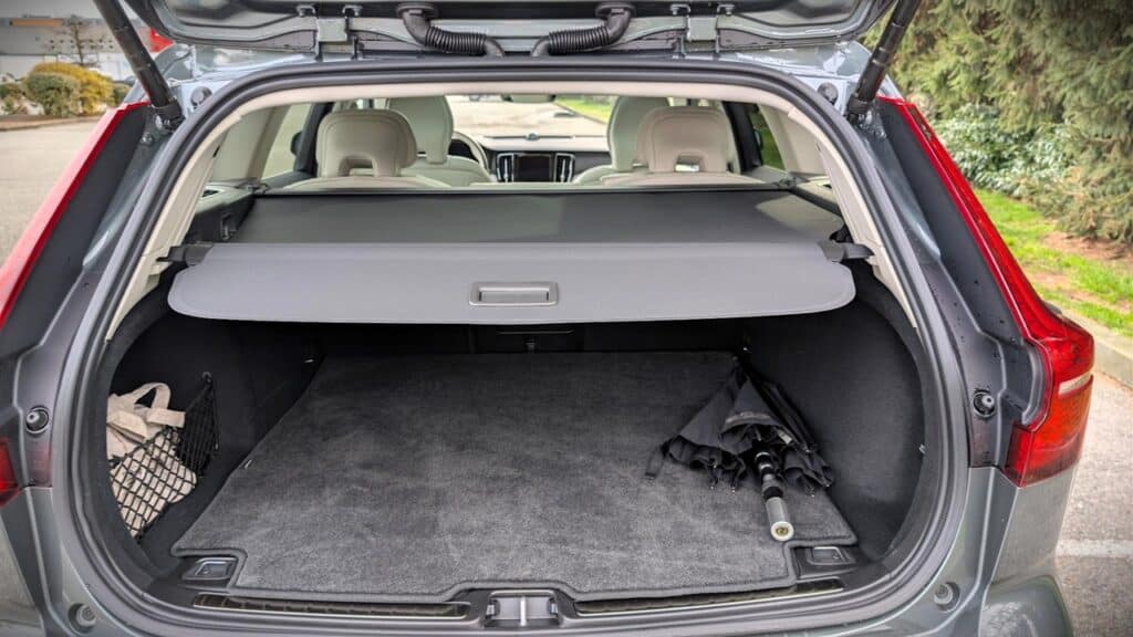 An image showcasing the spacious cargo area of the 2026 Volvo V60 Cross Country B5, highlighting its versatile interior and practical design for active lifestyles.