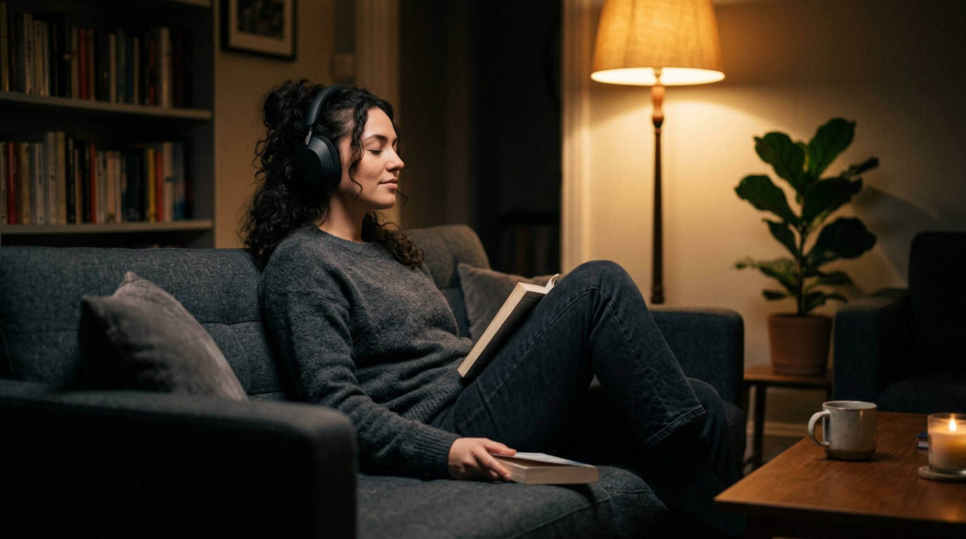 Listening to immersive investigative podcasts in the comfort of your home.