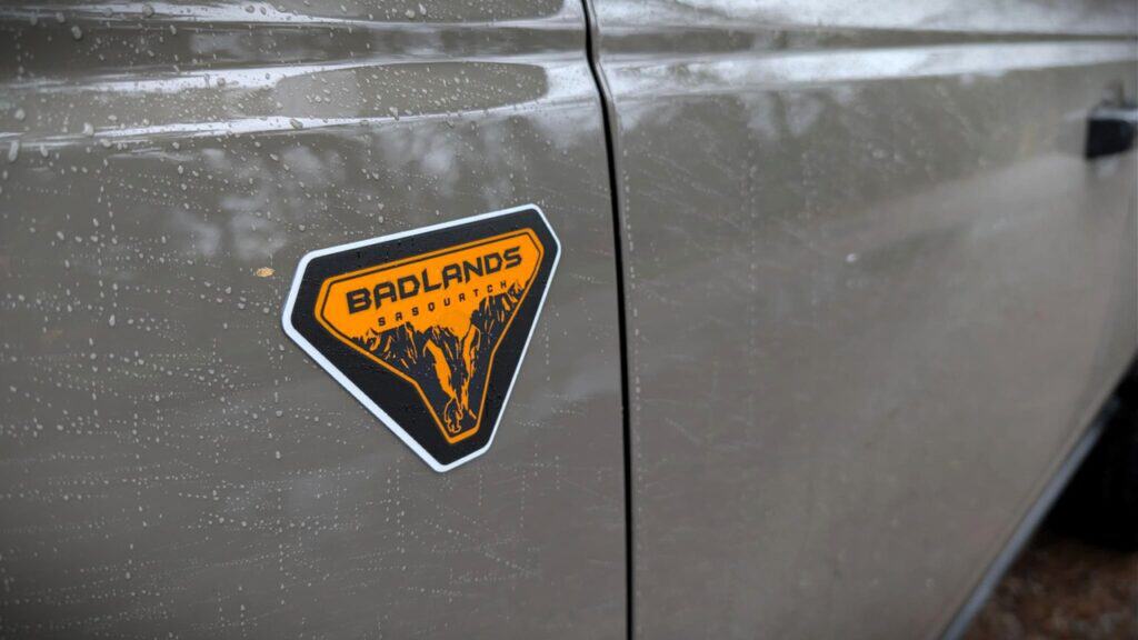 All-Terrain Badge on a 2026 Ford Bronco Badlands 4-Door, showcasing rugged off-road capabilities and adventurous design elements for outdoor enthusiasts.