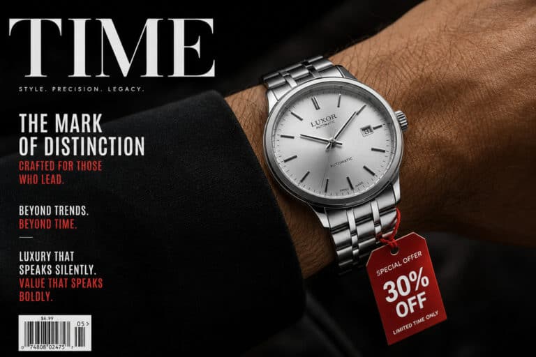 Close-up of a silver wristwatch on a man's wrist, showcasing a sleek design with a date display, perfect for fashion and luxury accessories.