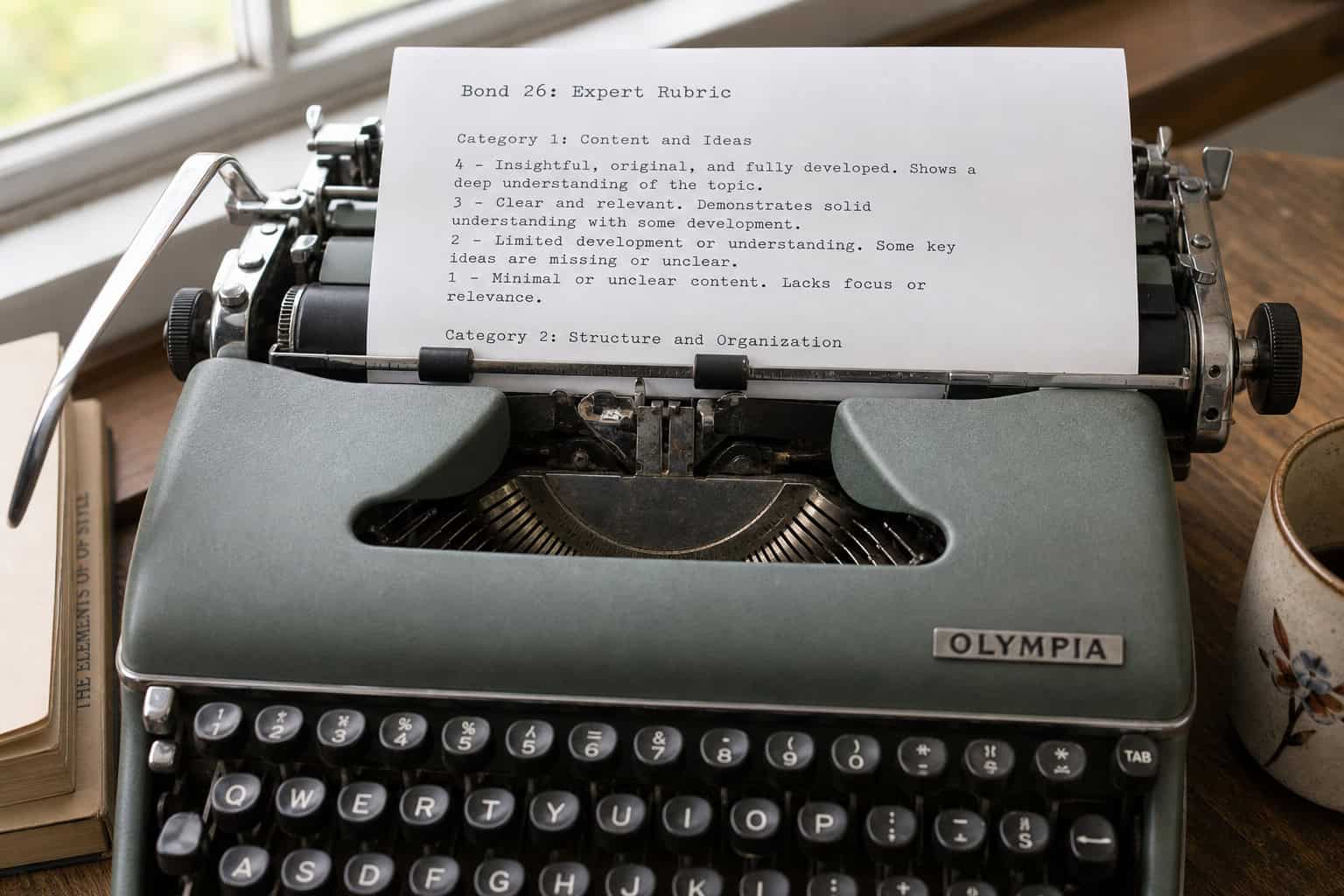 Who Is the New James Bond in 2026? The Definitive Status Report 7 Vintage typewriter with a Bond casting rubric page, illustrating the five expert criteria for the next 007