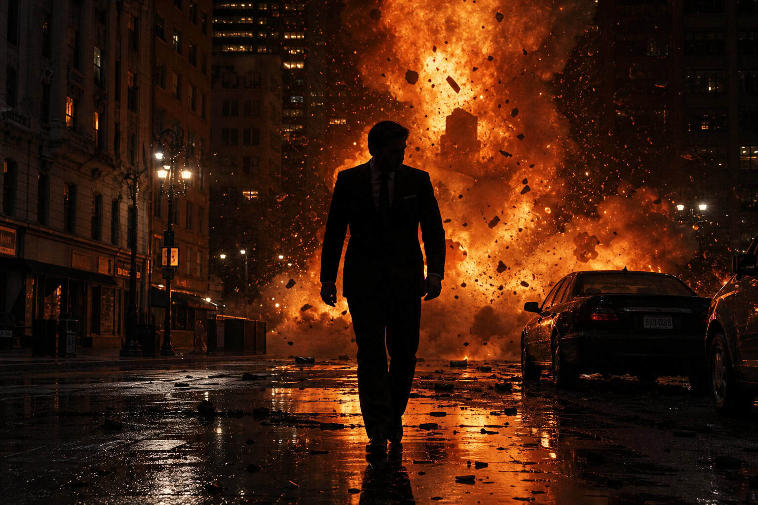 Who Is the New James Bond in 2026? The Definitive Status Report 2 Silhouette of a man in a suit walking away from an explosion, symbolizing the Bond 26 reboot