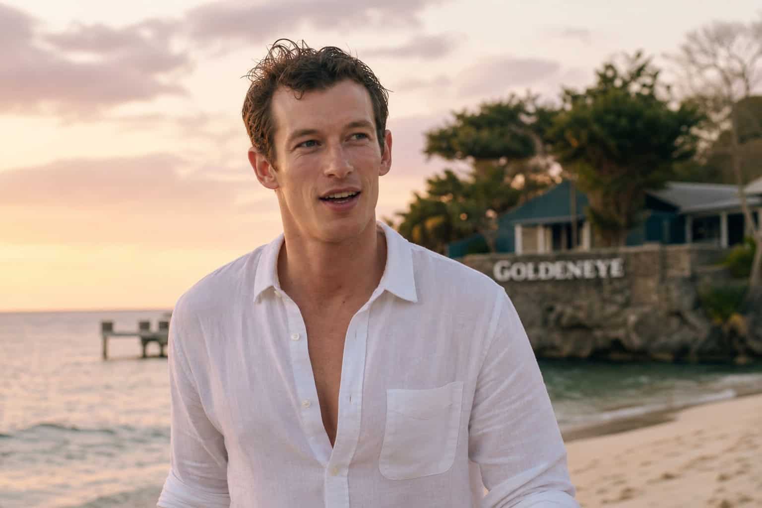 Next James Bond Shortlist 2026: The Real Frontrunners and Dark Horses 6 Callum Turner on a beach at GoldenEye estate, the Ian Fleming property where he holidayed.