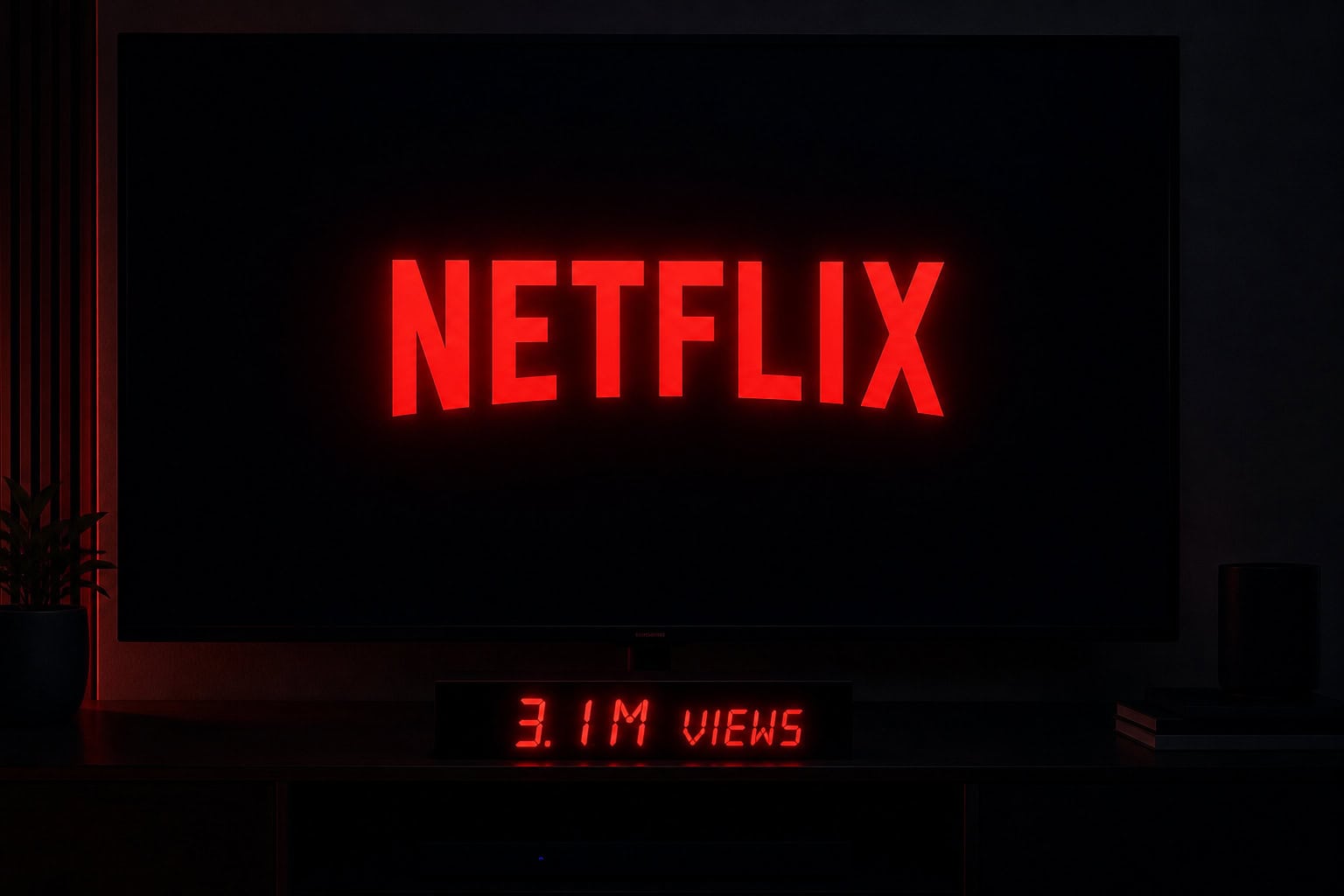 Will James Bond Return? Yes — But Not How You Think 6 Netflix logo on a dark TV screen with a 3.1 million views counter below.