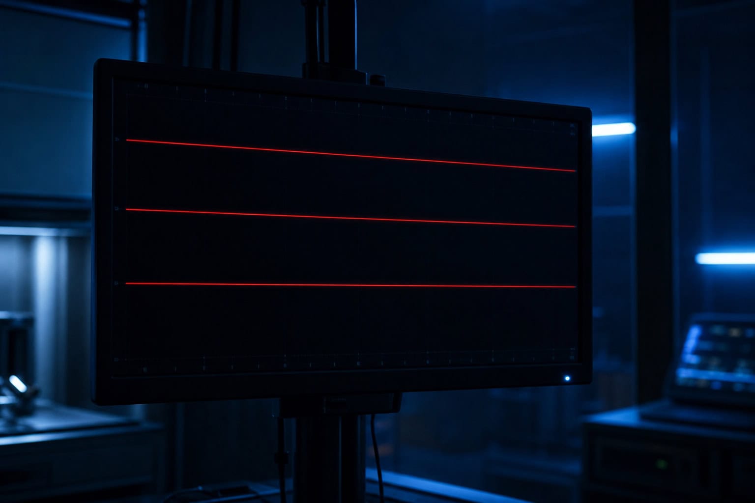 How will James Bond return after No Time to Die? 2 Q's monitor showing Bond's flatlined vital signs from the smart-blood injection