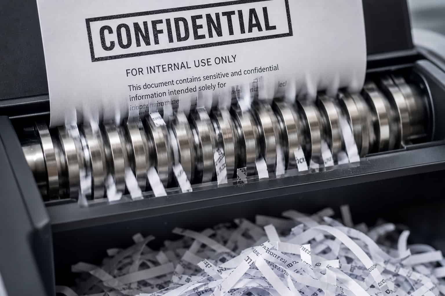Secure document shredding and data disposal practices for handling sensitive physical transaction records.