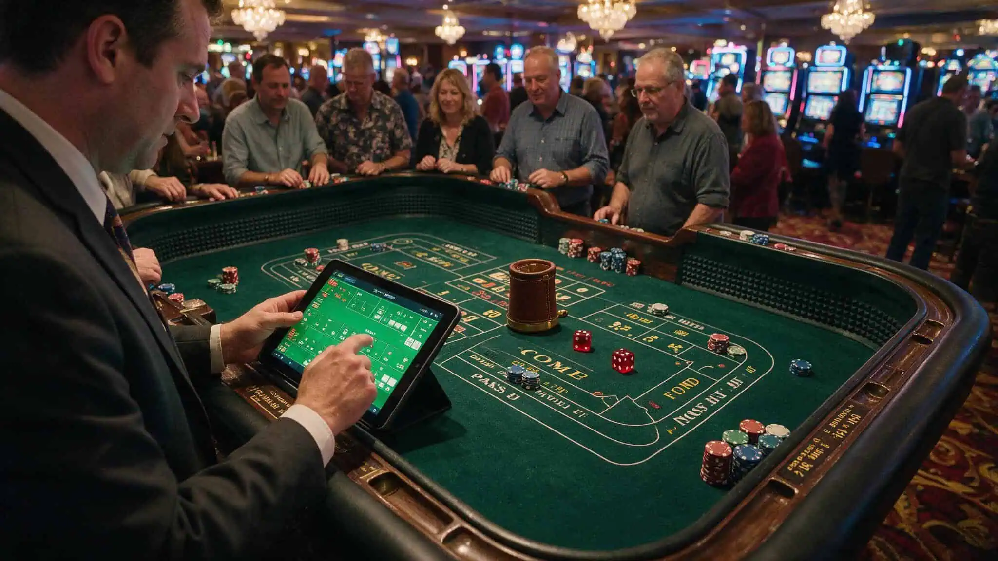 Casino floorperson logging table game play for player's card comps