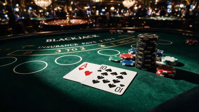 Casino player's card and chips on a blackjack table for comps guide