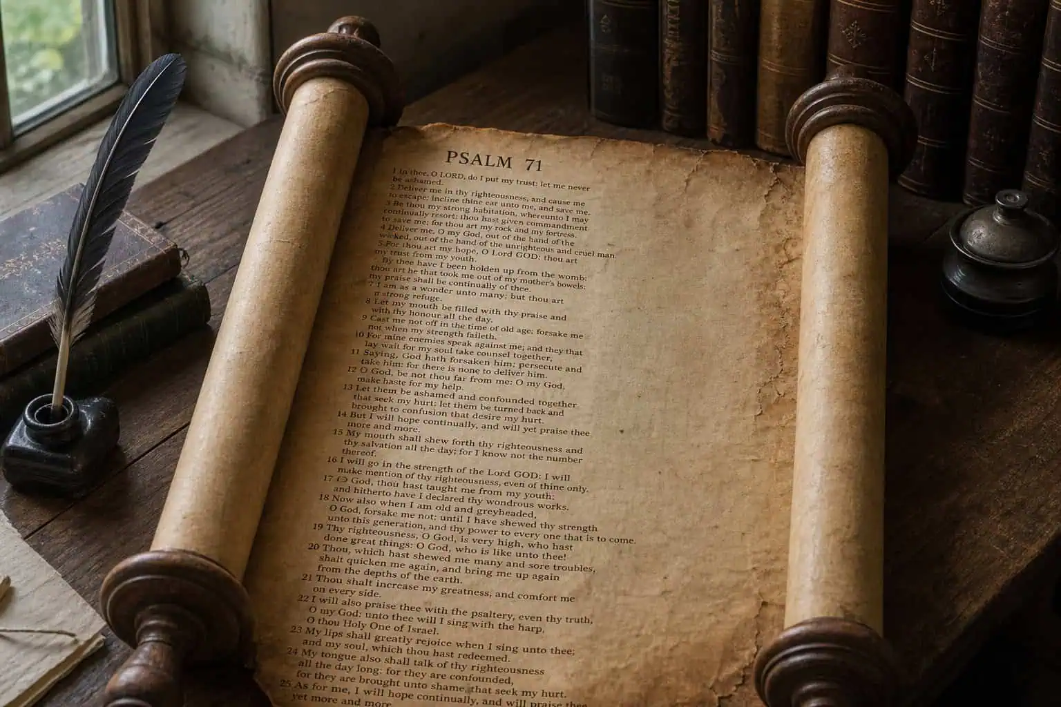 071 Crew Meaning: The Biblical Betrayal, Brotherhood, and Belonging Behind the Number 5 Ancient scroll of Psalm 71 representing King David's plea for deliverance.