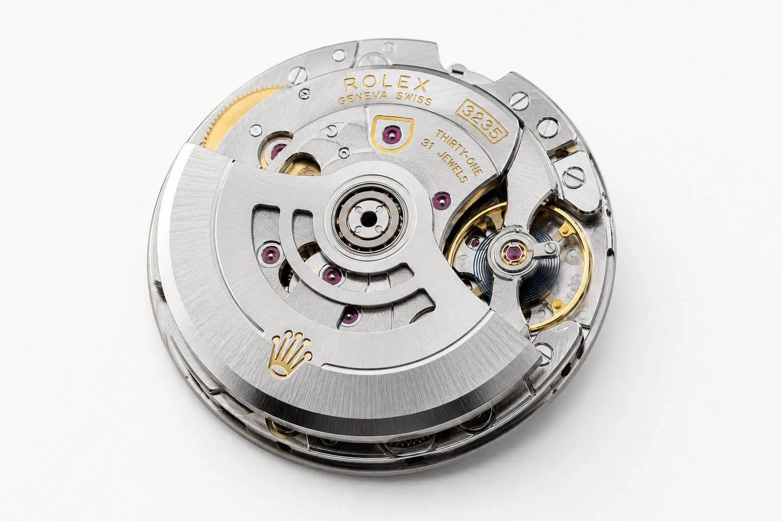 Omega vs Rolex Owners: Age, Income, and What Drives the Choice 7 Close-up of Rolex Caliber 3235 automatic movement with rotor visible