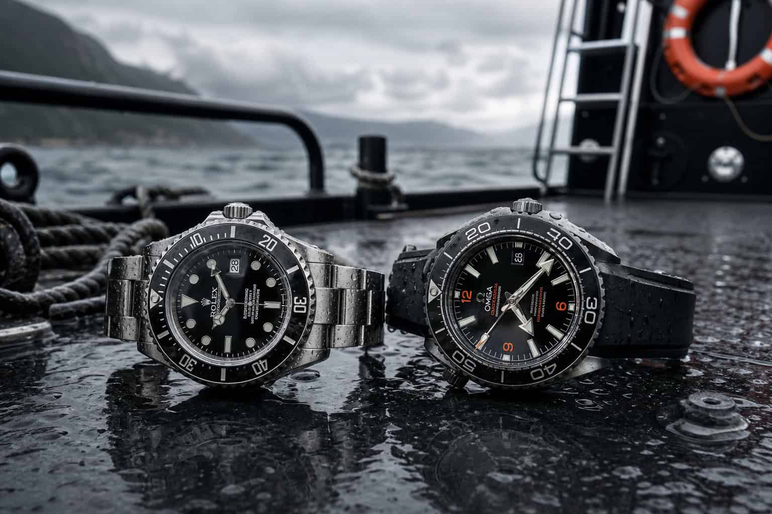 Omega vs Rolex Durability: Which Watch Can Take a Beating? 3 Rolex Sea-Dweller and Omega Planet Ocean Ultra Deep compared for water resistance
