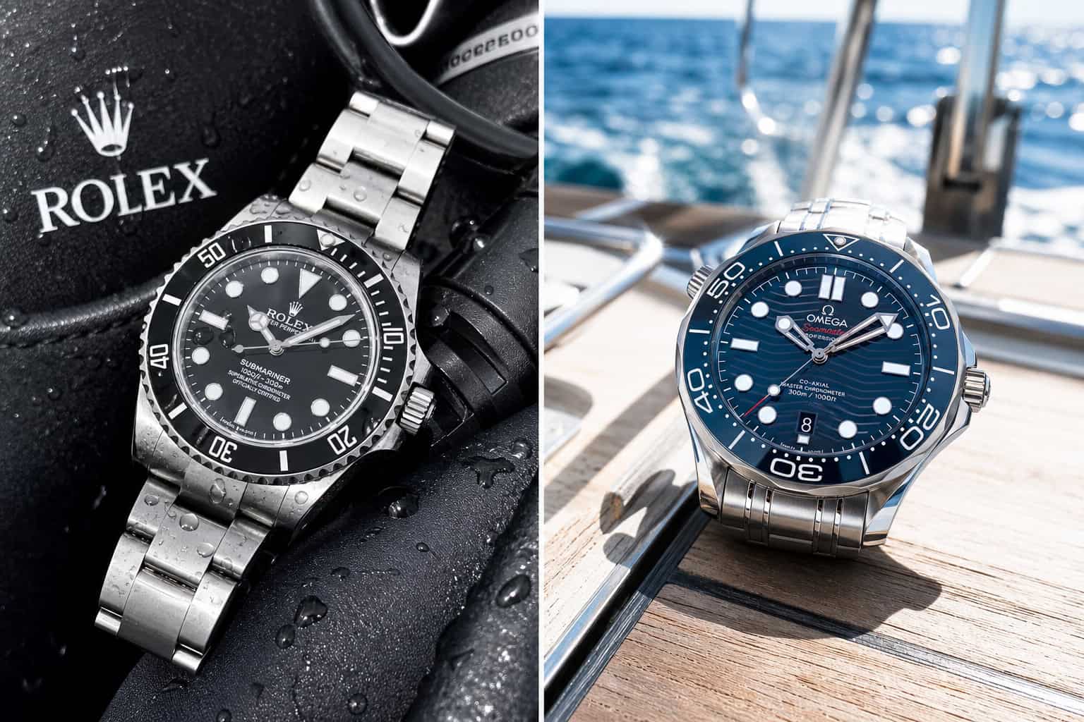 Rolex Submariner and Omega Seamaster 300M compared for dive watch value