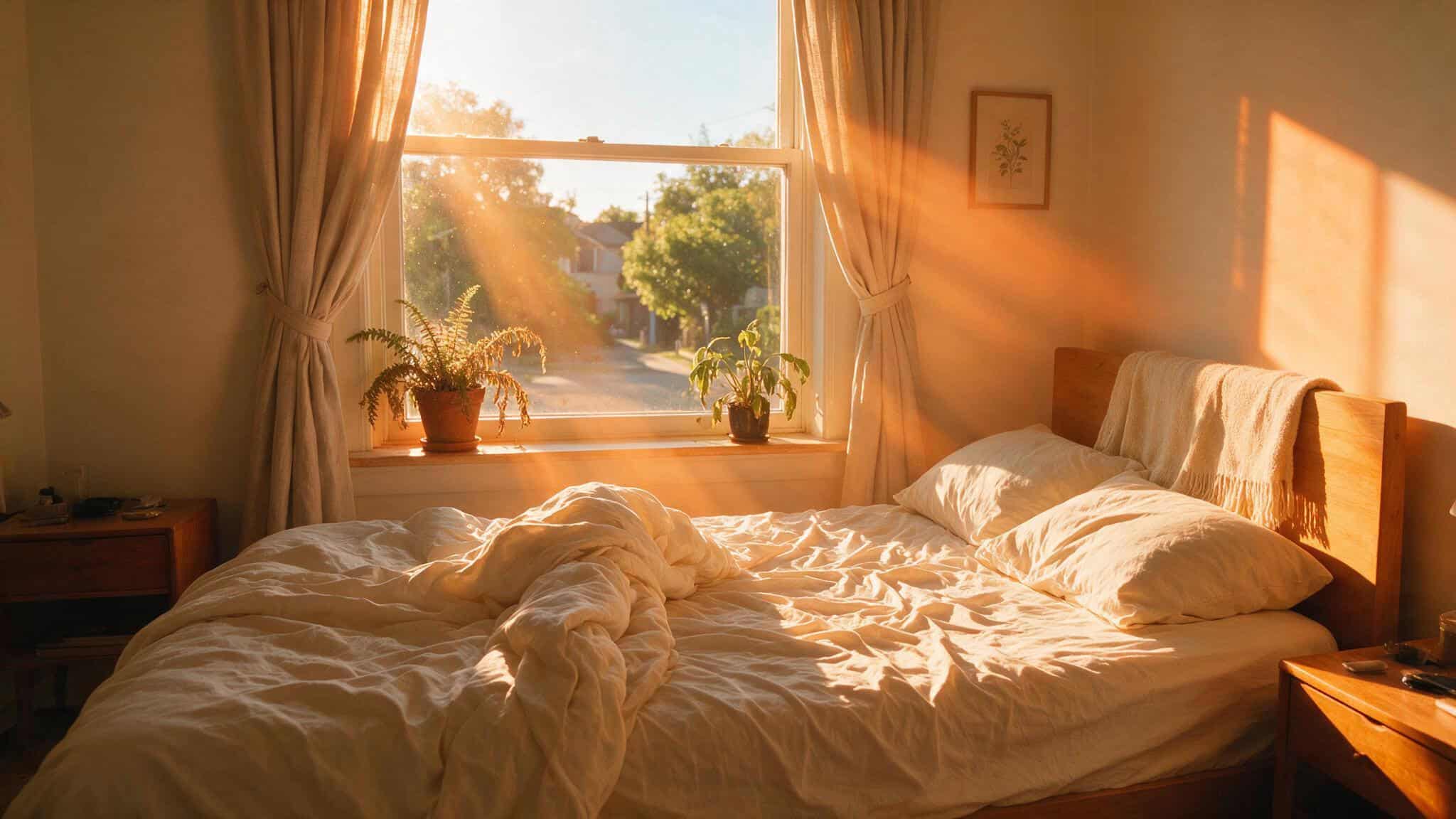 Is 6000 BTU Enough to Cool a Bedroom? Sweet Spot vs Breaking Points 3 Hot bedroom with south-facing window and afternoon sun where 6000 BTU AC struggles