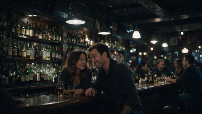 Man and woman at a bar illustrating the article's exploration of what hot babe means from a guy.