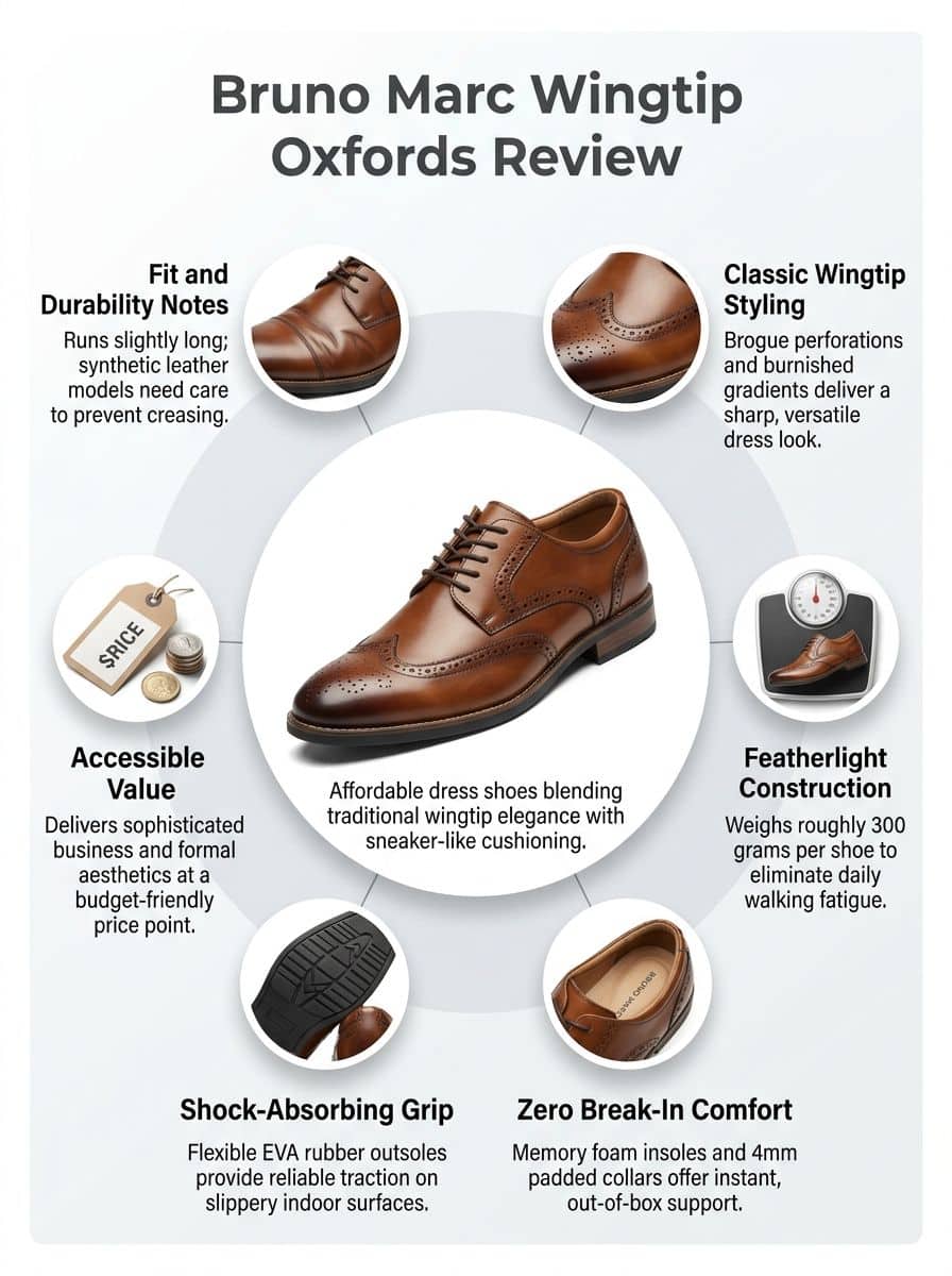 Bruno Marc Men's Brogue Wingtip Oxfords Shoes Review