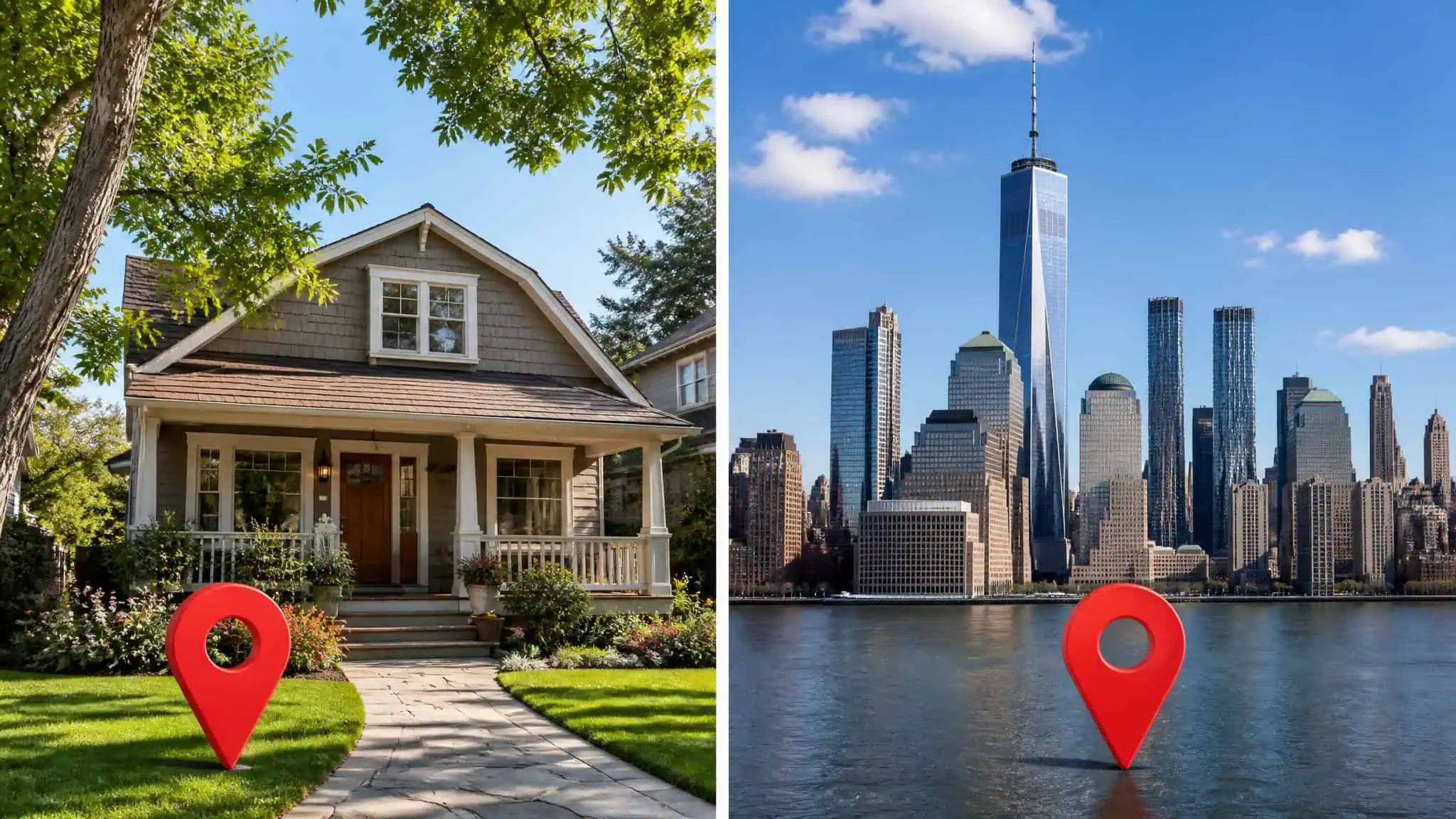 Is DIY Plumbing a Good Idea? The $50,000 Fine and Legal Risks You Need to Know 2 A house and a city skyline with location pins indicating specific spots in the image.