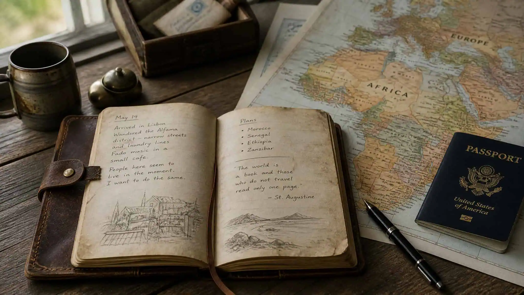Open journal with passport and map for True Believer adaptation in Terminal List Season 2