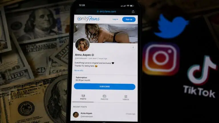 Screenshot of Anna Aspen's OnlyFans profile showcasing her subscription page with her photo and subscription details.