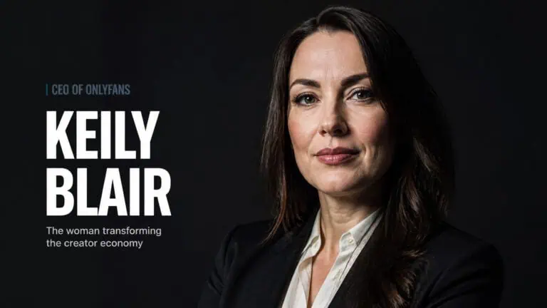 Portrait of Keily Blair, CEO of OnlyFans, showcasing her professional appearance and confident expression, emphasizing her leadership role in the creator economy.