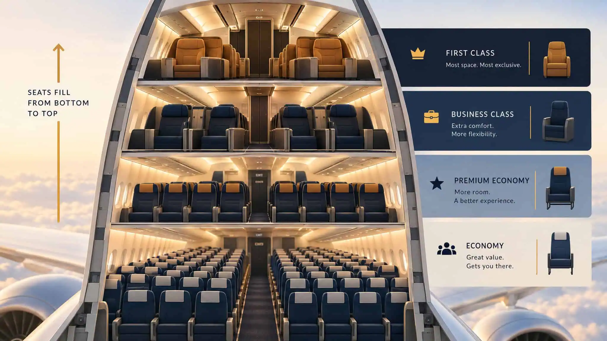 Why Is It More Expensive to Book Flights for 2 People? The Fare-Bucket Math, With Real Seat Numbers 2 Diagram of airline fare buckets and booking classes showing how cheap tiers sell out first