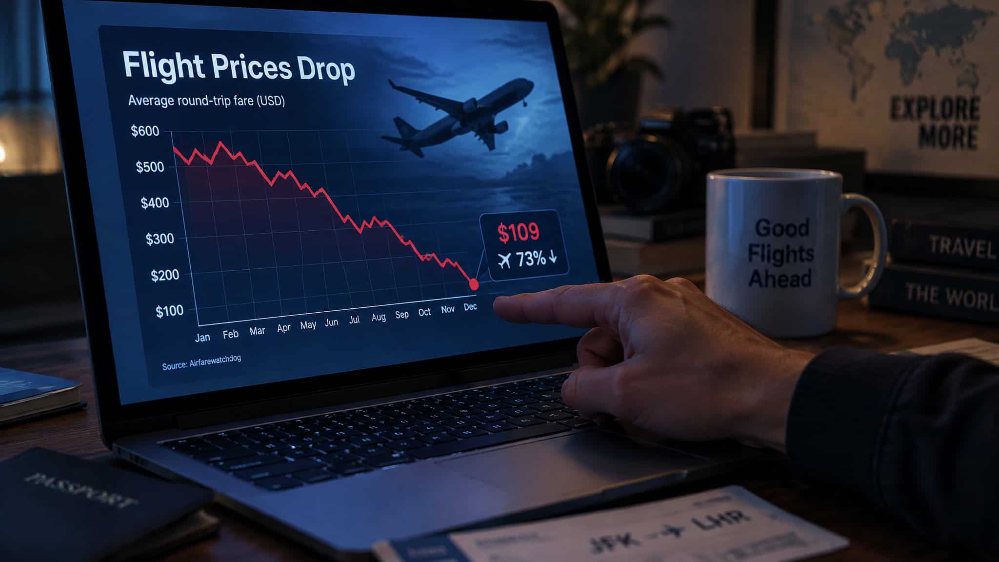 How to Get a 50% Discount on Flight Booking: Mistake Fares That Cut 60-90% 2 Screen showing a mistake fare price drop from $1,200 to $120 on a flight search