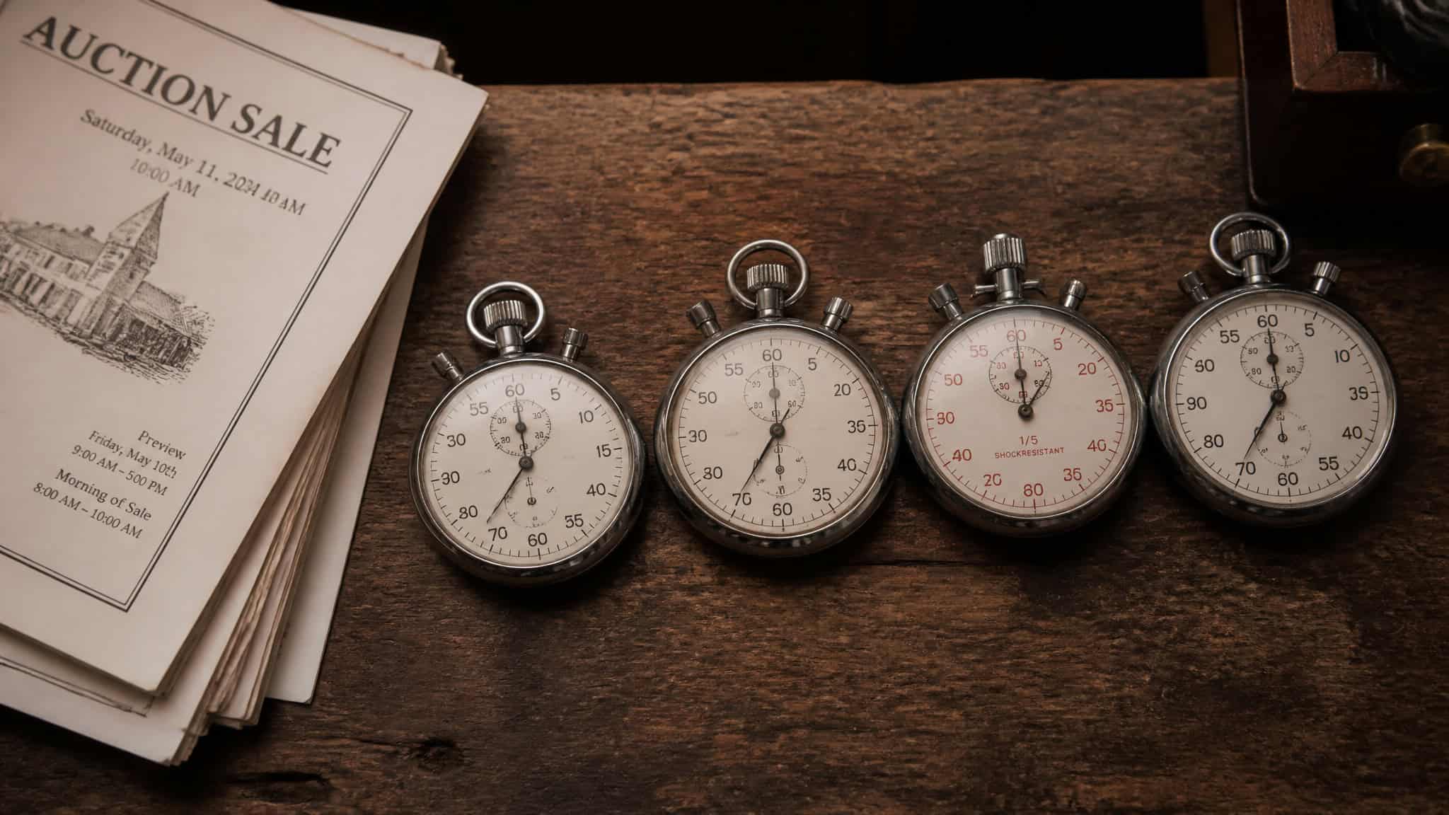 How to Ship a Car Bought From an Auction: Gate PINs, Storage Clocks, and Fees Nobody Quotes 2 Four timers beside auction paperwork representing the removal, storage, interest, and arbitration clocks
