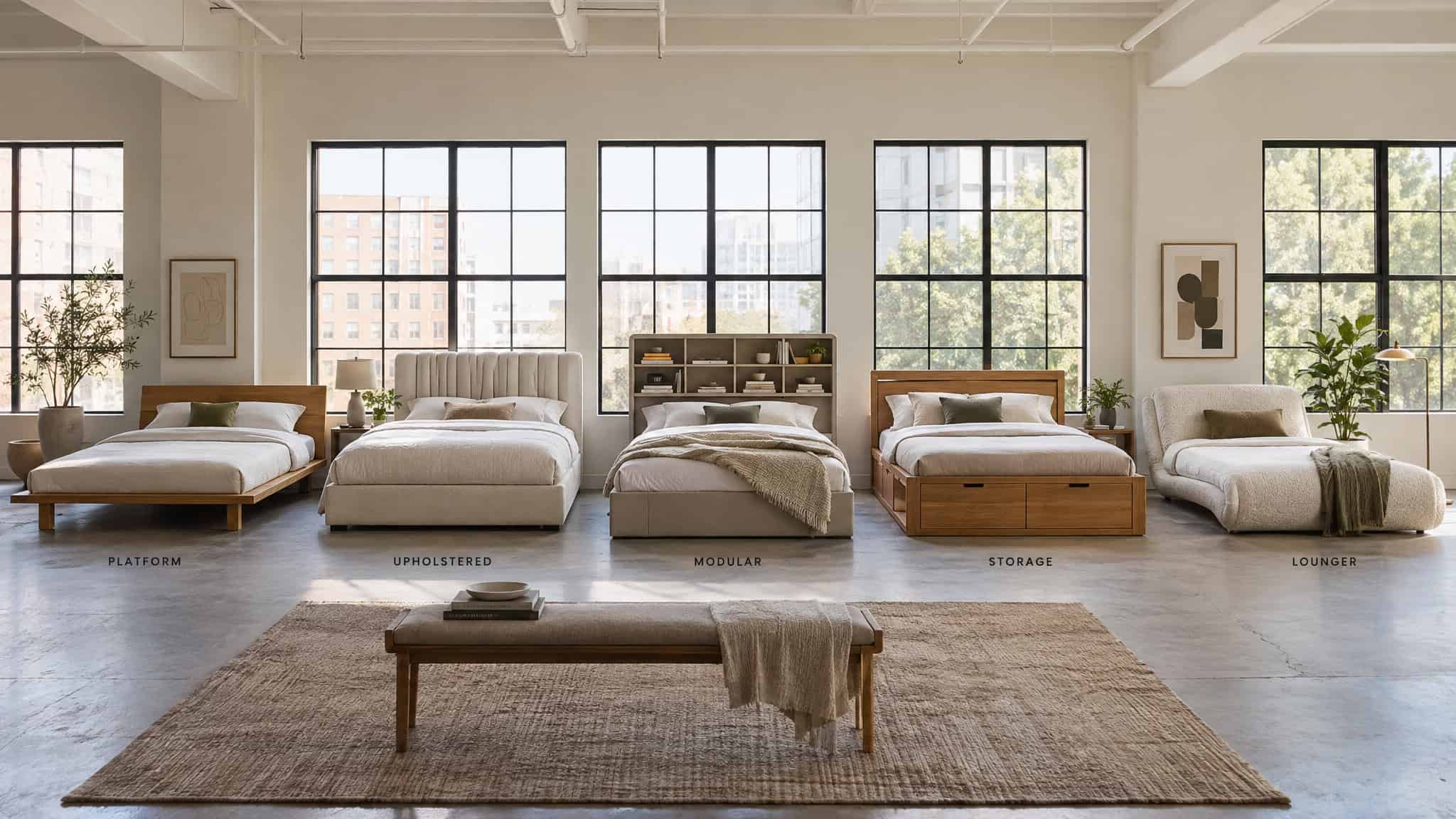 Five bed frame styles for a bachelor bedroom from platform to storage and lounger designs