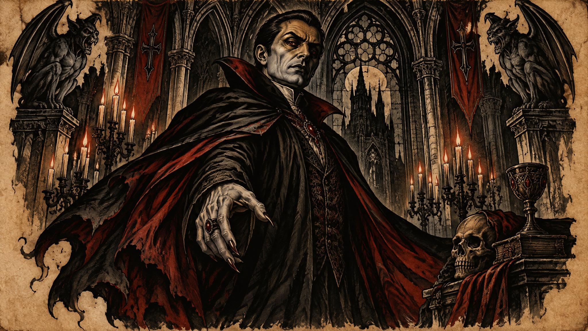 Best Gaming Tattoo Ideas, Ranked — With Artist Rules on What Survives on Skin 2 Castlevania Dracula tattoo design with gothic cathedral backdrop and baroque shading