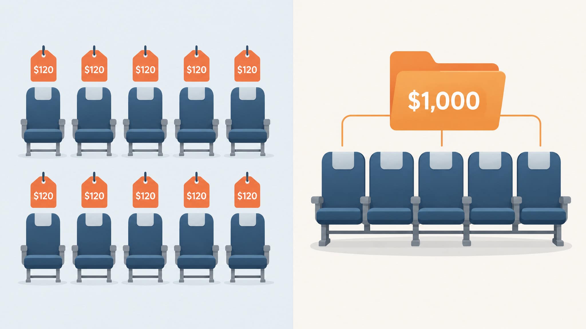 Airline Group Booking Rules: When and How to Book 10+ Passengers Together 3 Comparing group booking fares against ten individually purchased airline tickets
