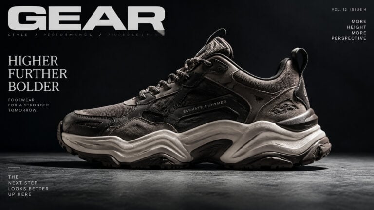 Close-up of a modern, black and gray sneaker with bold design elements, emphasizing style and performance for men's footwear.