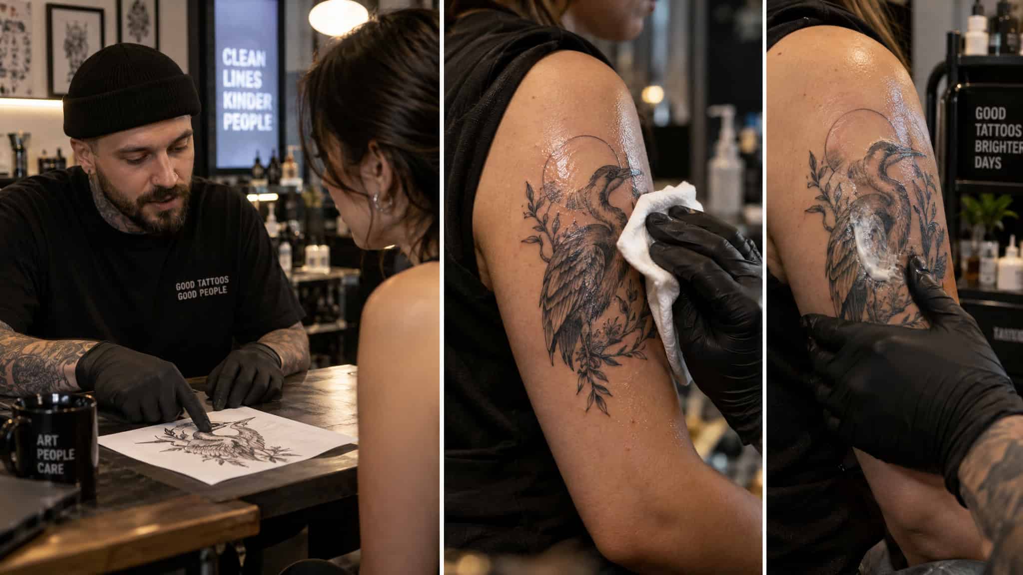 Gaming Tattoos With Meaning: Triforce, N7 & 'Would You Kindly?' 4 Tattoo artist briefing client on placement, palette, and aftercare before starting