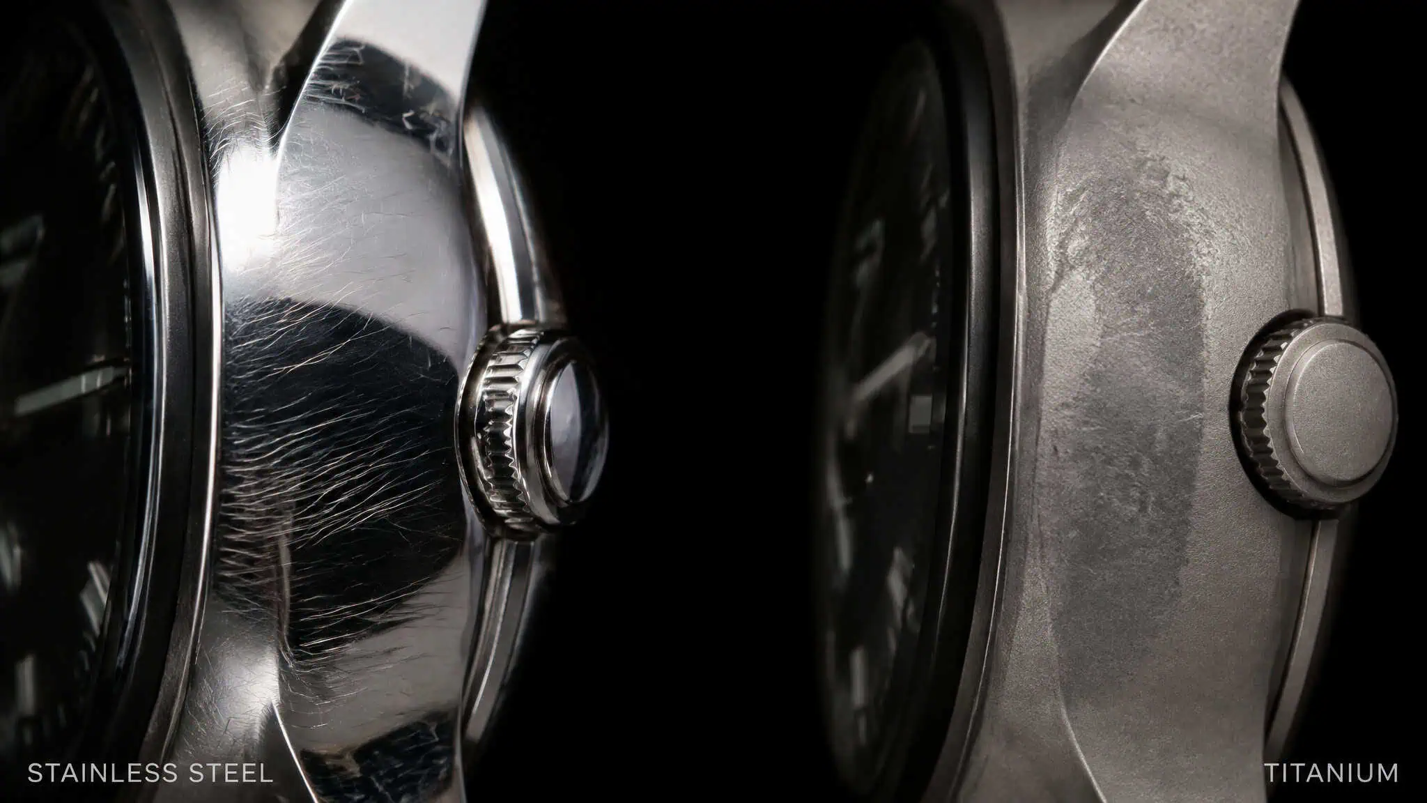 Stainless Steel Watch vs Titanium Watch: What the 70g Seiko Gap Reveals 2 Scratch patterns on hardened titanium versus untreated Grade 2 watch case surfaces