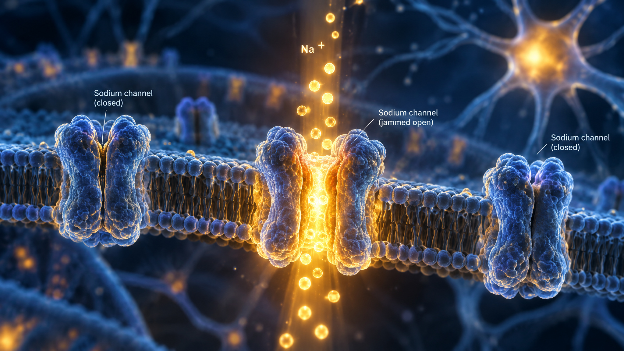 Mad Honey: What 15–30 Grams Does to Your Heart, and How Long the Buzz Lasts 2 Grayanotoxin jamming sodium channels open in a nerve cell membrane, the mechanism behind mad honey psychoactivity