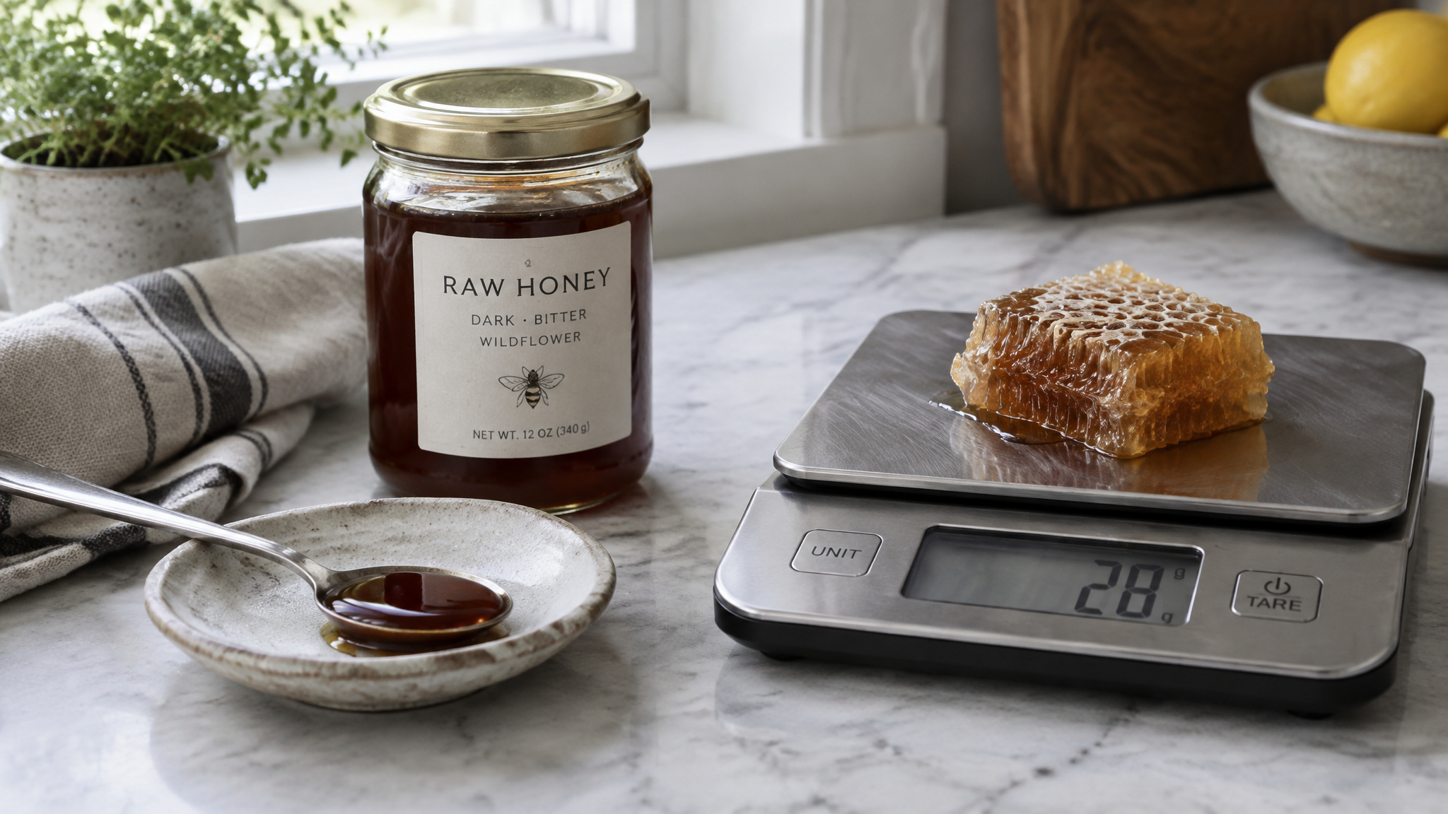 What Is Mad Honey? Why One Teaspoon Can Drop Your Heart Rate Into the 40s 2 Teaspoon of mad honey on a scale illustrating the 15 to 30 gram intoxication dose and onset window