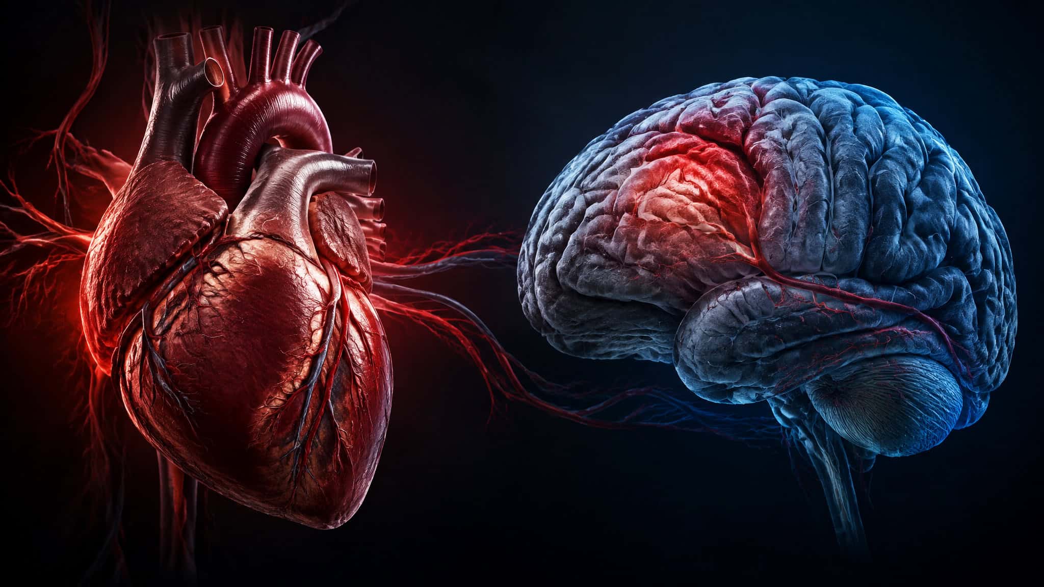 Should Men Take TRT? What the TRAVERSE Trial Actually Settled — and What It Didn't 2 Detailed digital illustration showing a human heart and brain with neural connections, emphasizing the link between cardiovascular health and brain function.