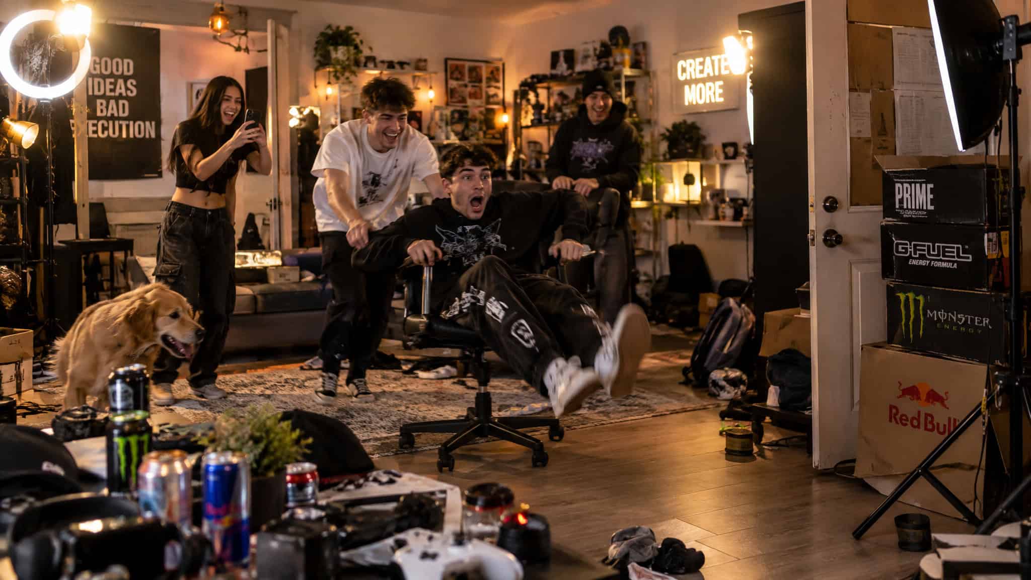 Famous Influencer Scandals and What Happened After: 12 Verified Endings 3 David Dobrik style Vlog Squad production set where the whole crew dynamic faces audience judgment